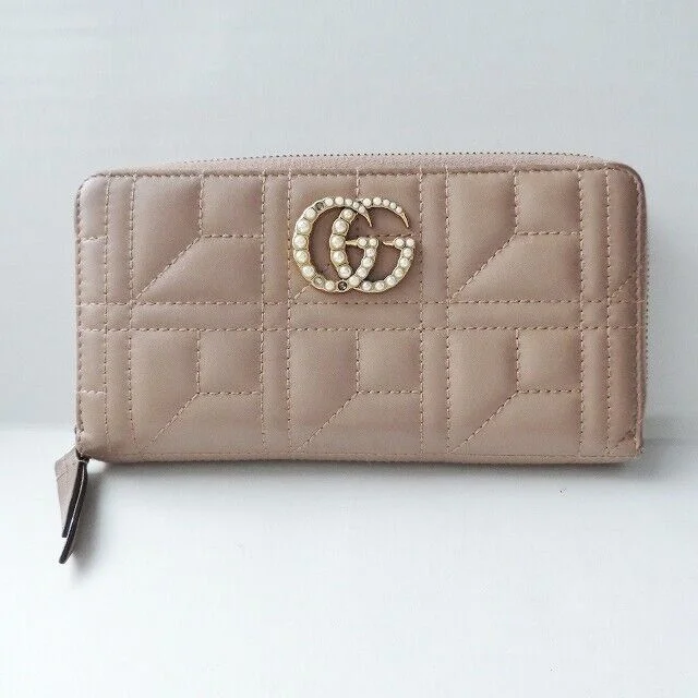 Gucci Gg Marmont Gray Beige Leather