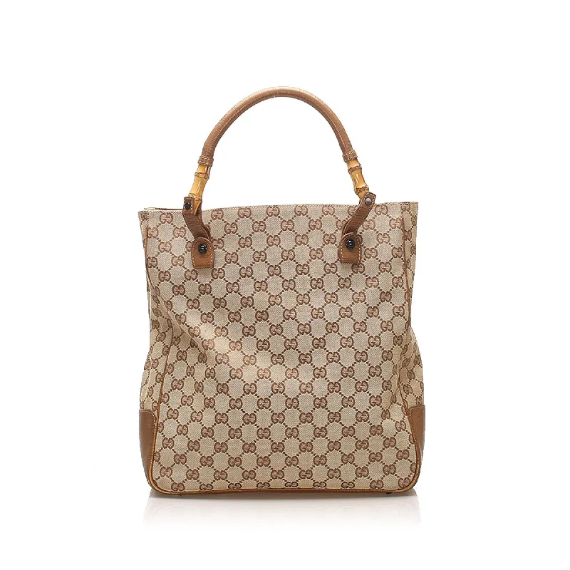 Gucci GG Canvas Bamboo Tote Bag (SHG-13136)