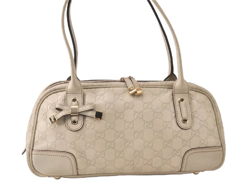 Authentic GUCCI Princy Guccissima GG Leather Hand Bag 163720 White 5439K