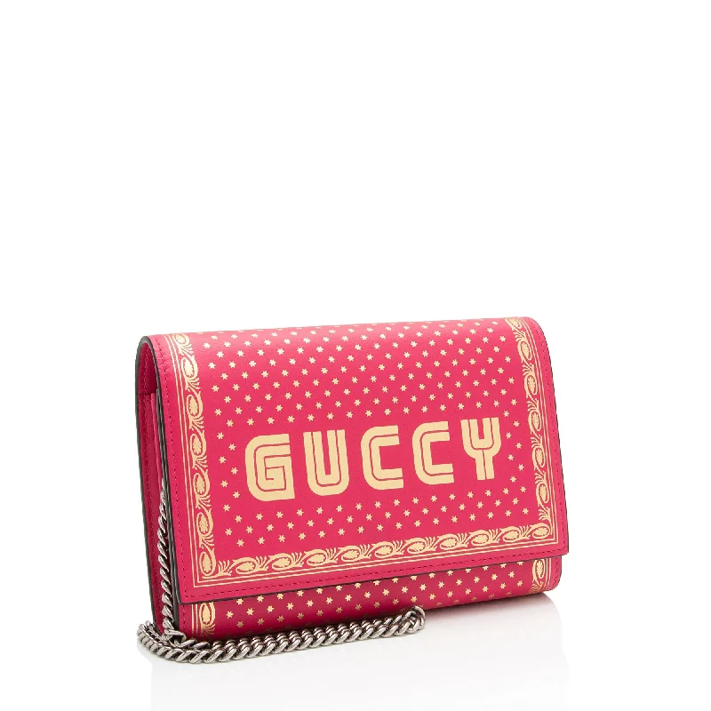 Gucci Calfskin Star Print Guccy Chain Wallet (Qml3wo)