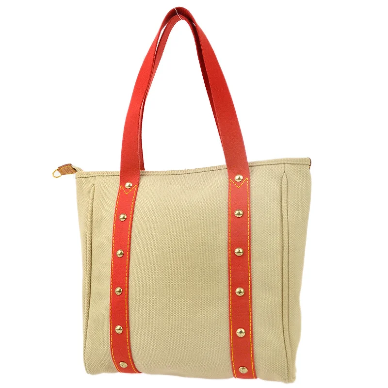 Louis Vuitton 2005 Beige Red Antigua Cabas MM Tote Bag M40035