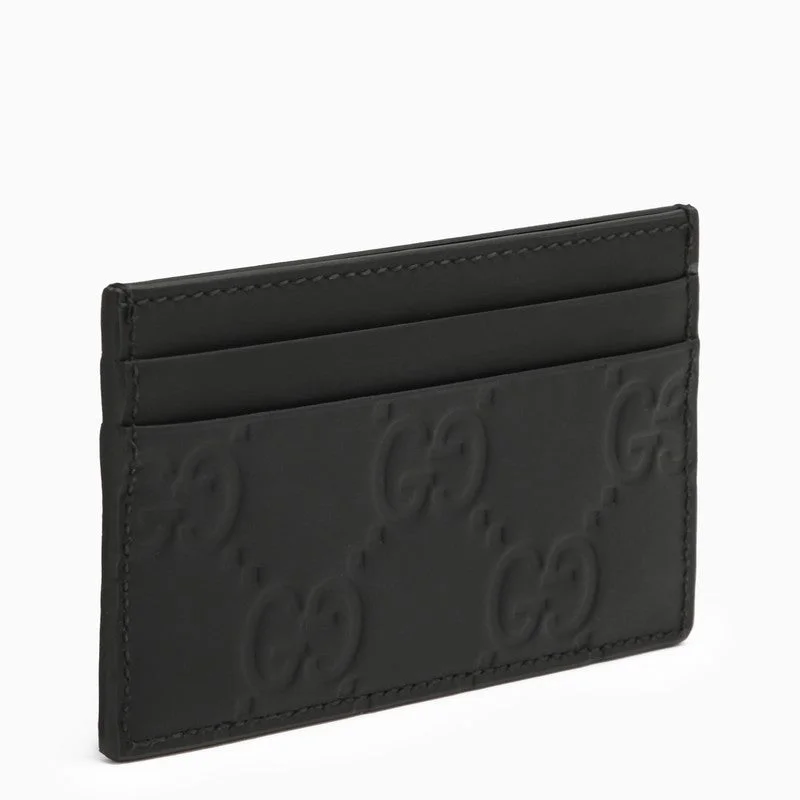 Gucci Gg Black Rubber Card Holder Men