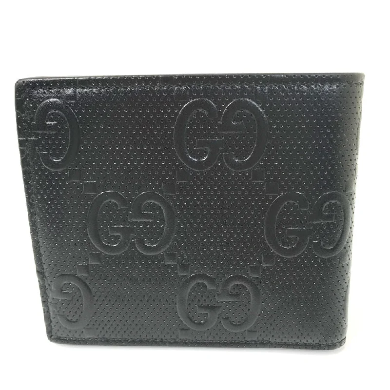 GUCCI Folded wallet 625555 leather black GG emboss mens Used