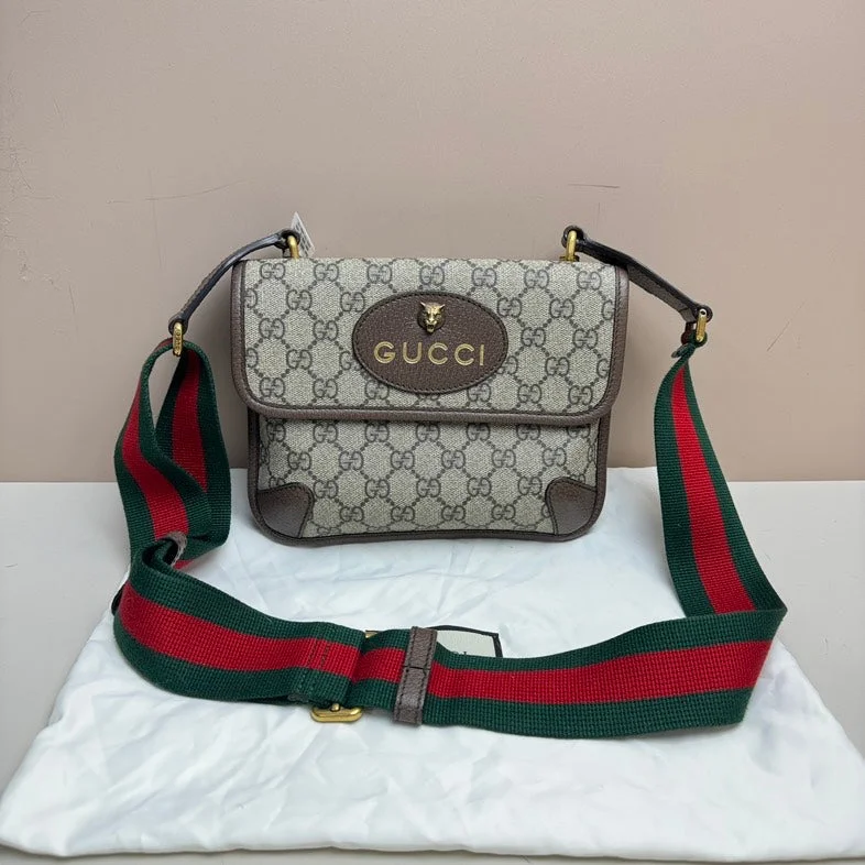 Gucci GG Beige Canvas Monogram Crossbody Bag Medium