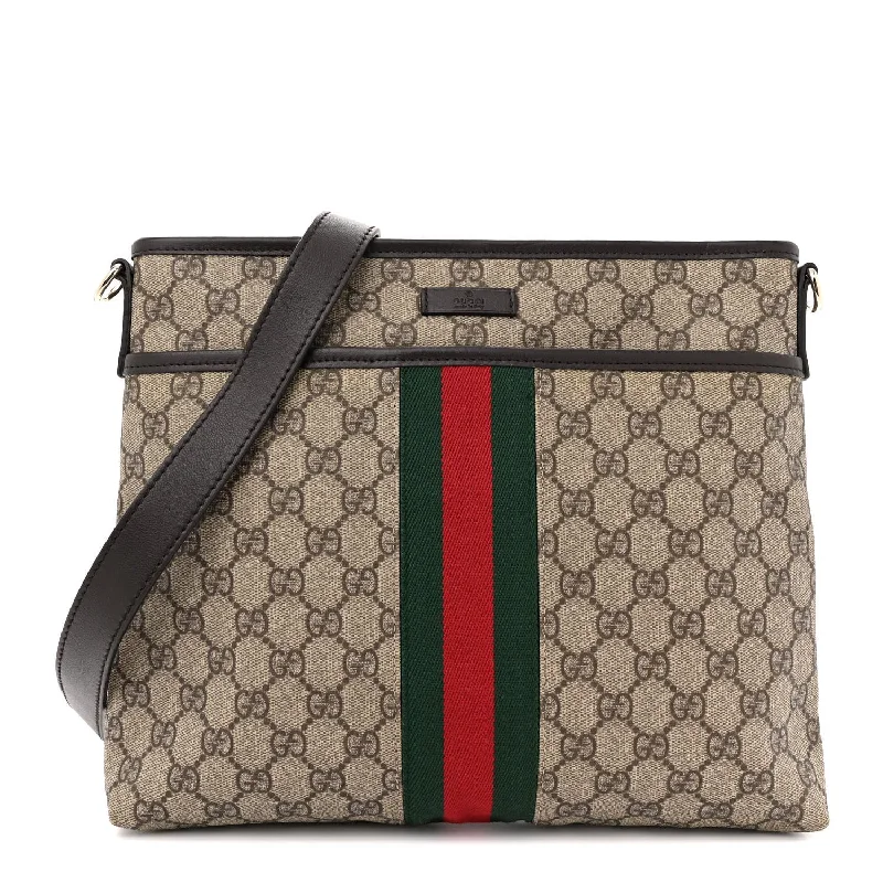 Gucci Gg Supreme Web Flat Messenger Bag