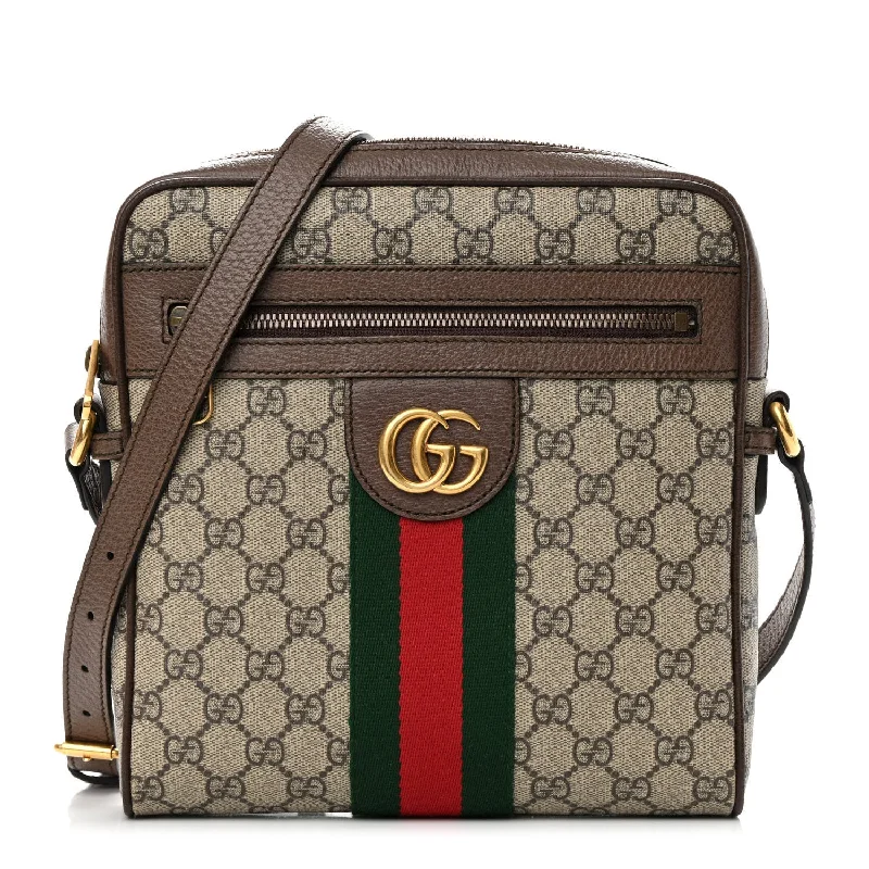 GUCCI GG SUPREME MONOGRAM WEB OPHIDIA MESSENGER BAG