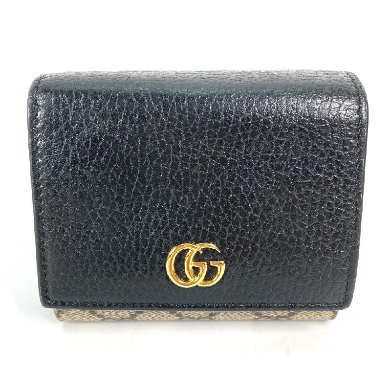 GUCCI Folded wallet 598587 Leather PVC beige GG Supreme GG Marmont Women Used