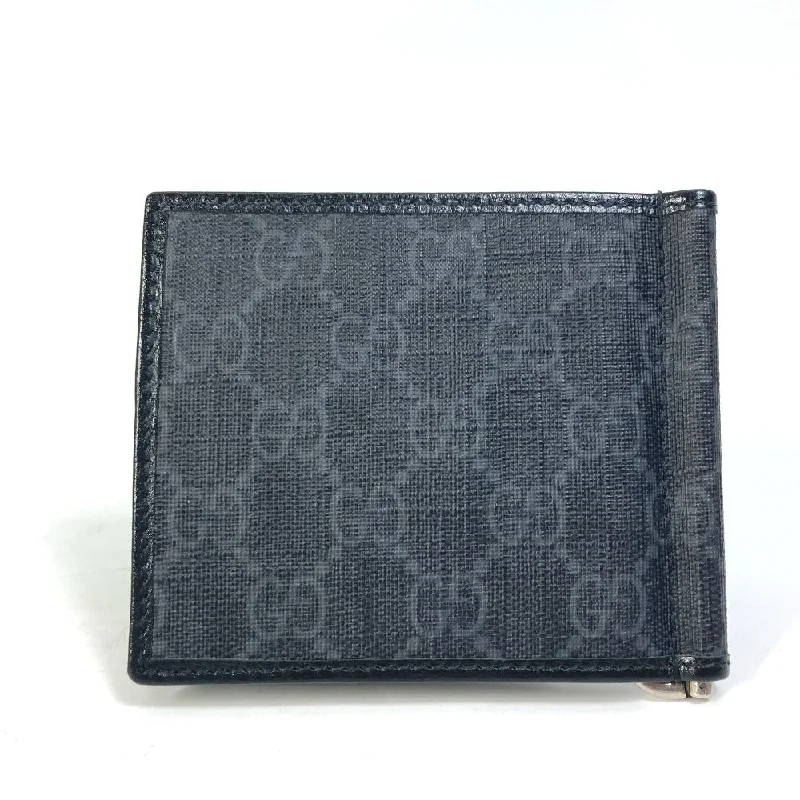 GUCCI Folded wallet 700686 GG Supreme Canvas black GG money clip Interlocking G Card Case Wallet mens Secondhand