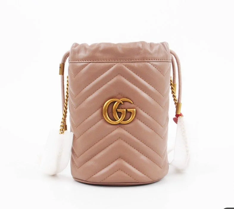 Gucci GG Beige Leather Bucket Bag Small