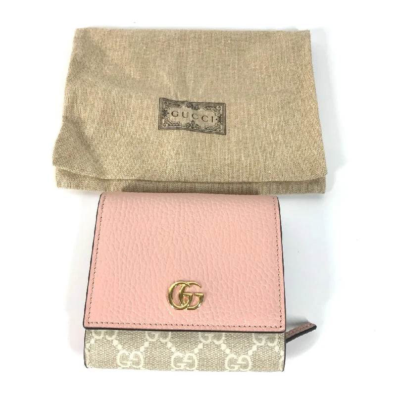 GUCCI Folded wallet 598587 GG Supreme Canvas Pink x Beige type GG Supreme GG Marmont Women Secondhand