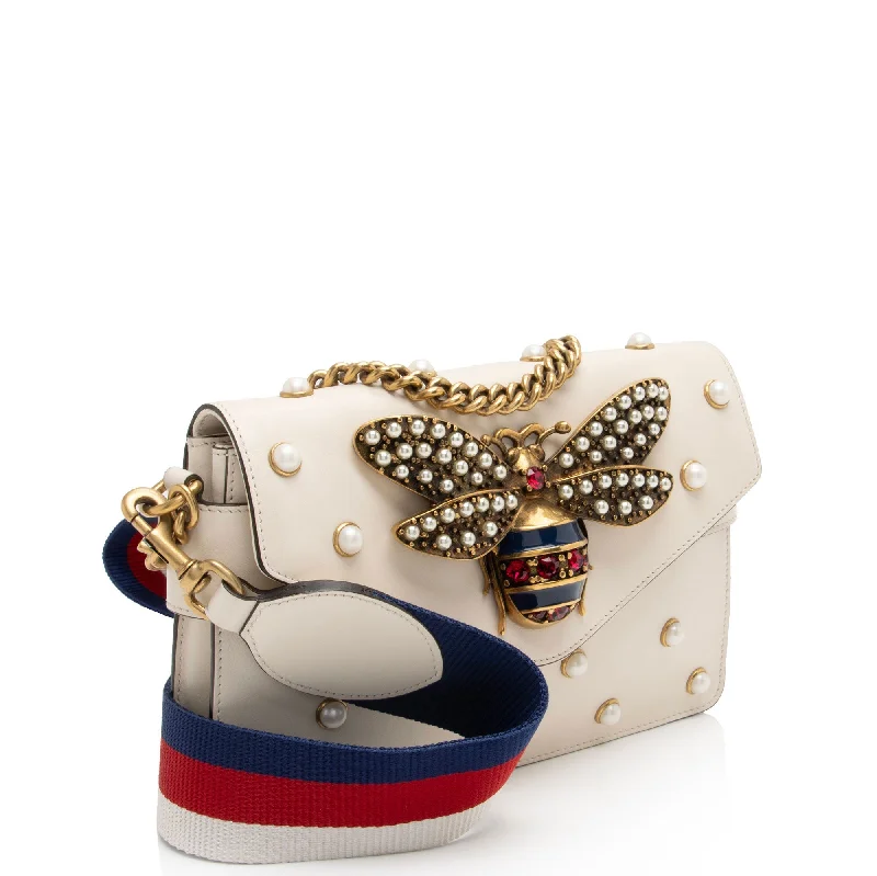 Gucci Calfskin Pearl Bee Broadway Mini Shoulder Bag (vh1WnC)