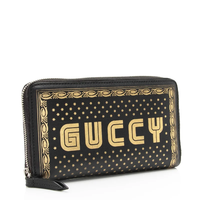 Gucci Calfskin Star Print Guccy Zip Around Wallet (NzvcOs)