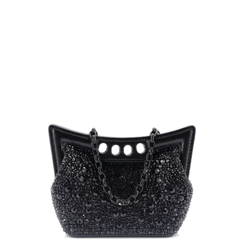 The Peak Chain Shoulder Bag Crystal Embellished Leather Micro