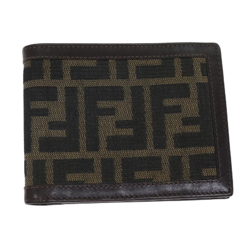 FENDI Zucca Canvas Wallet Black Brown  yk12540