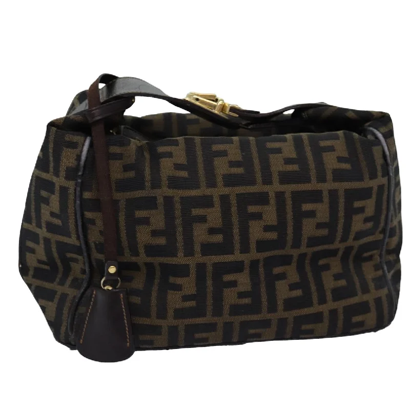 FENDI Zucca Canvas Vanity Cosmetic Pouch Brown Black  75223