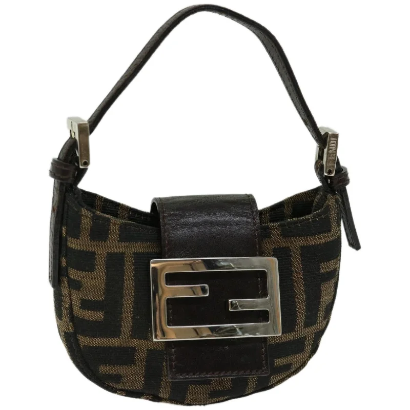 FENDI Zucca Canvas Mini Mamma Baguette Hand Bag Brown  66352A