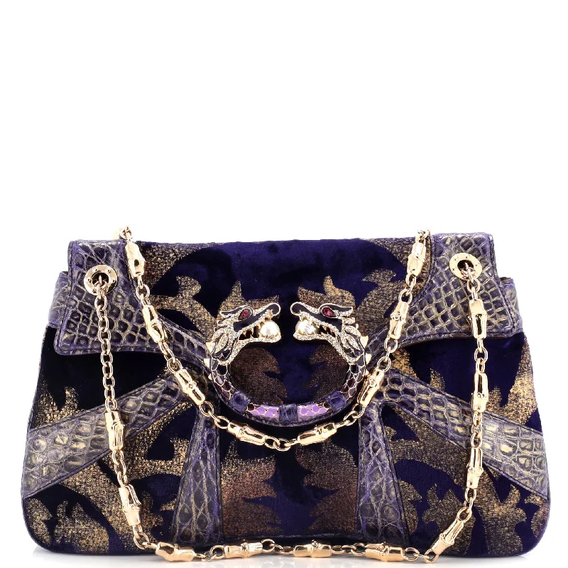 Jeweled Dragon Bag Crocodile and Velvet