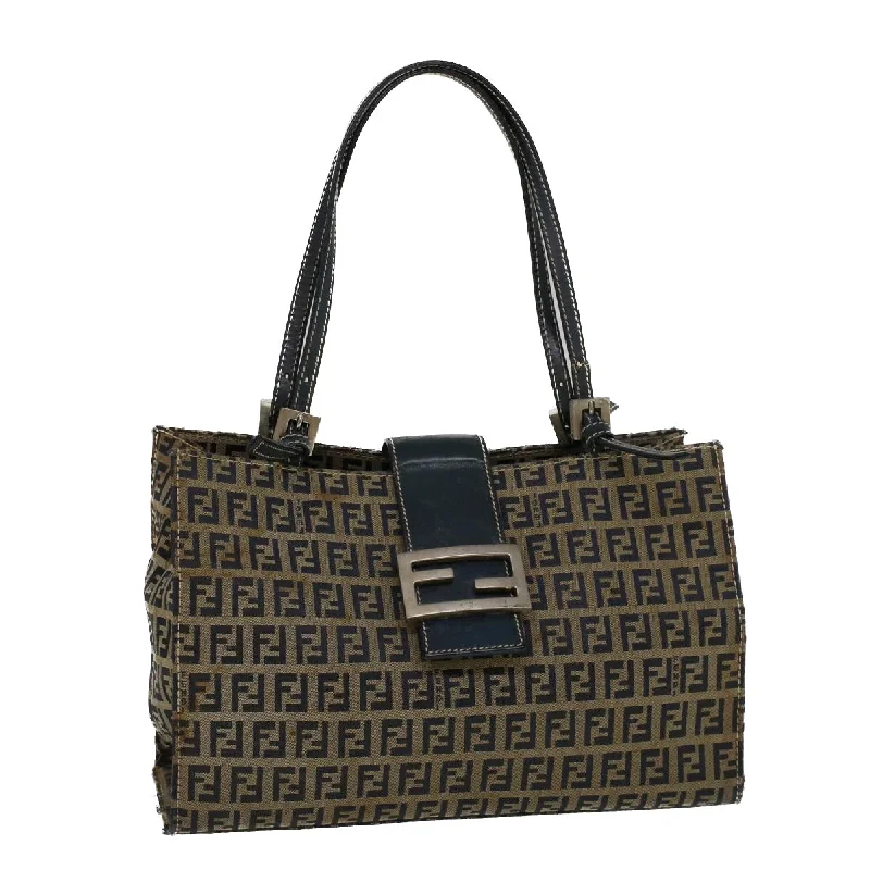 FENDI Zucchino Canvas Mamma Baguette Hand Bag Navy  57794