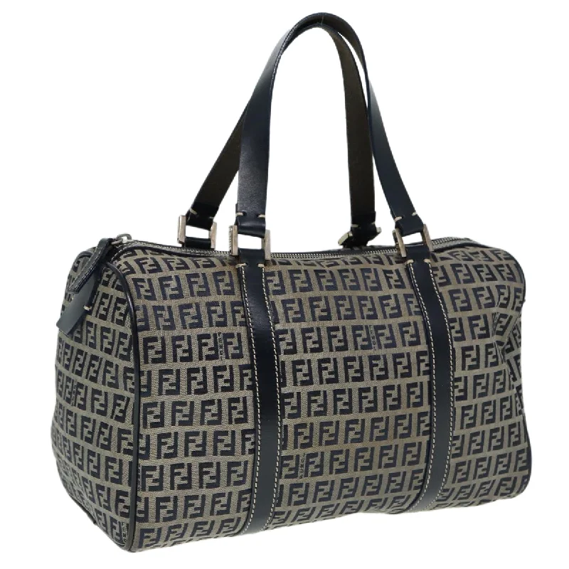 FENDI Zucchino Canvas Boston Bag Navy  80243