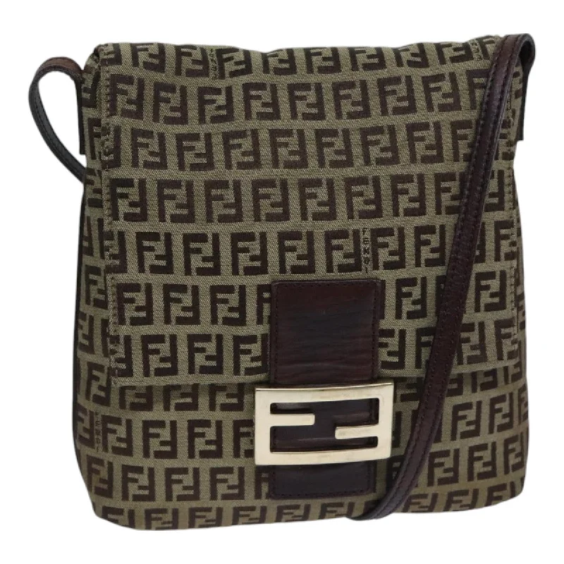 FENDI Zucchino Canvas Shoulder Bag Beige  yk15249