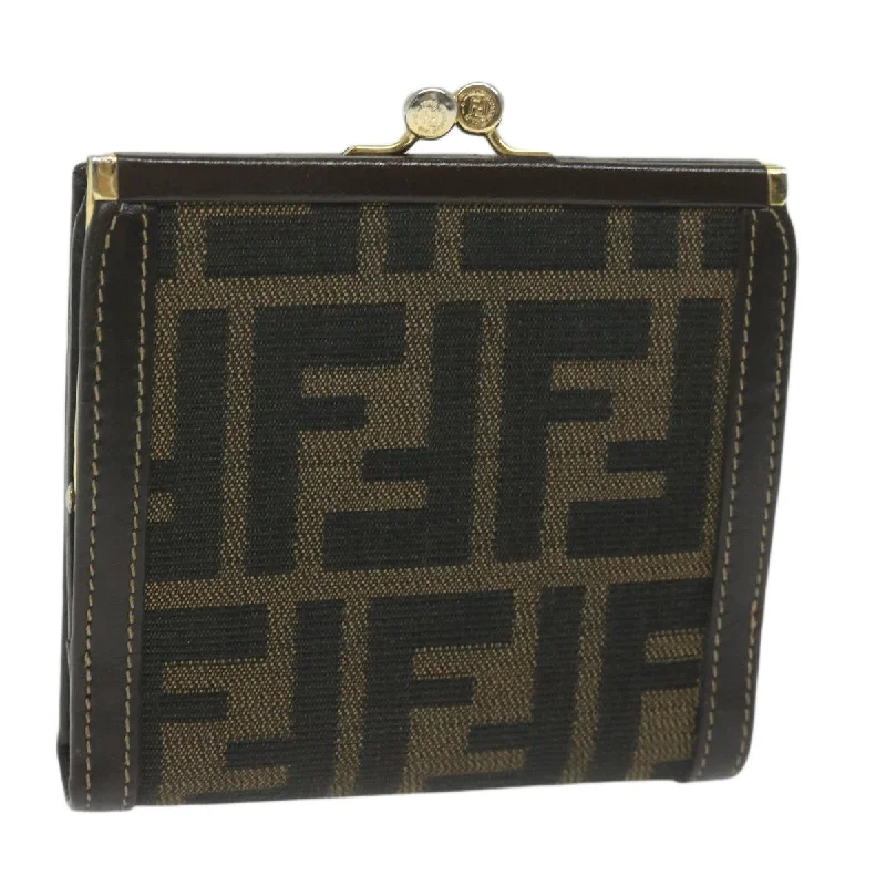 FENDI Zucca Canvas Wallet Black Brown  ar11107