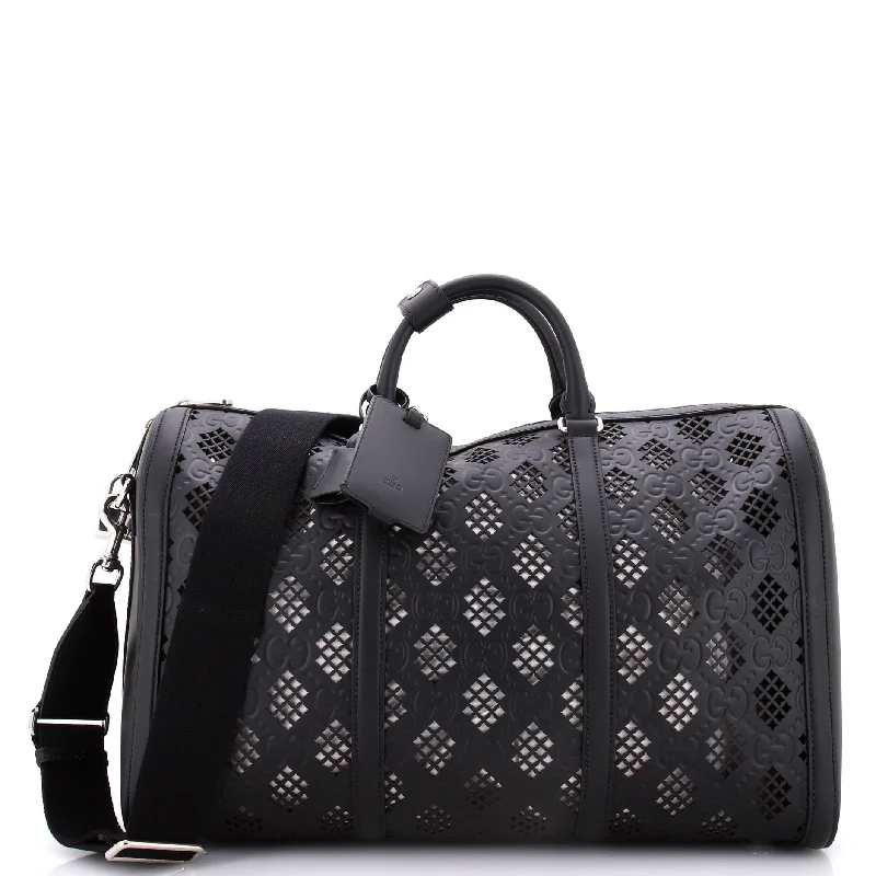 Convertible Duffle Bag GG Debossed Laser Cut Leather Large