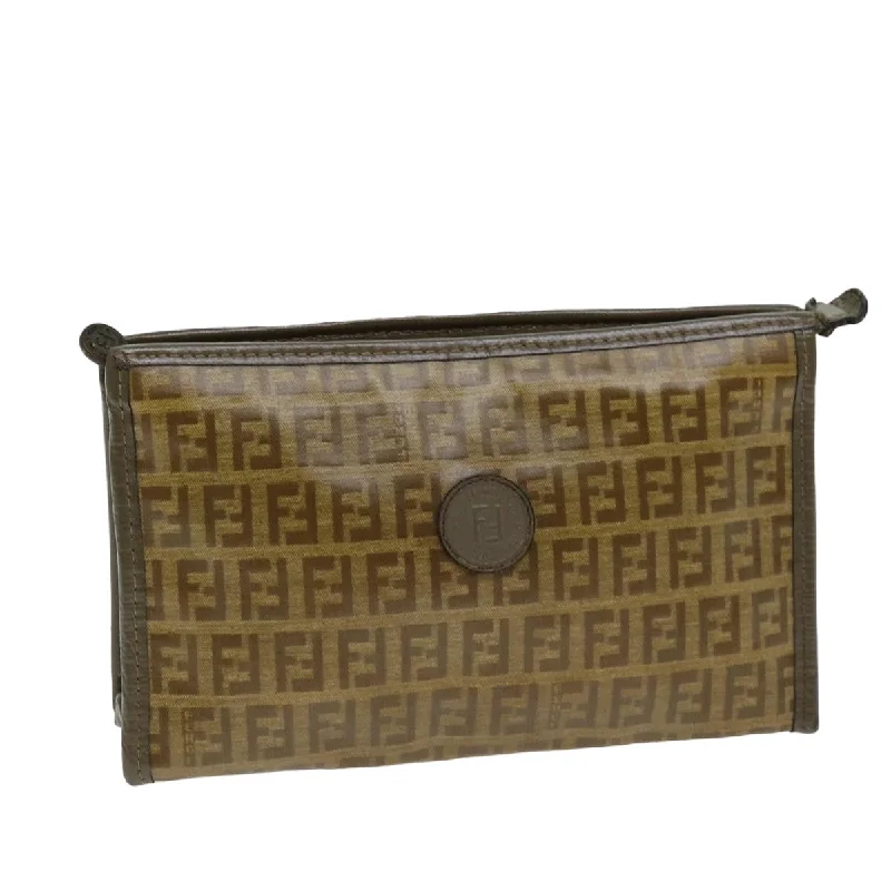 FENDI Zucchino Canvas Pouch Vintage Brown  76457