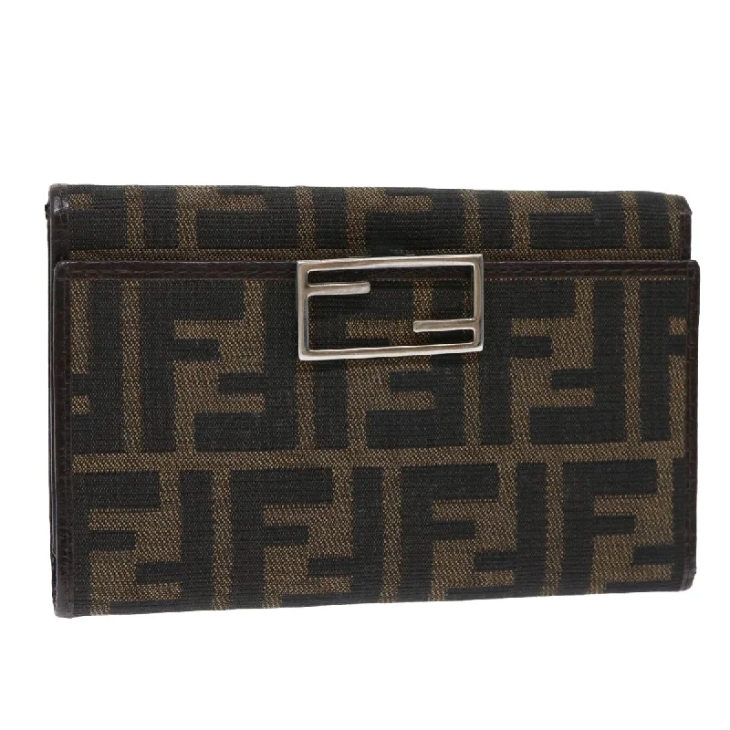 FENDI Zucca Canvas Wallet Black Brown  50751