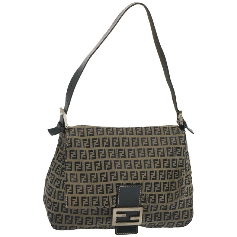 FENDI Zucchino Canvas Mamma Baguette Shoulder Bag Navy  67267