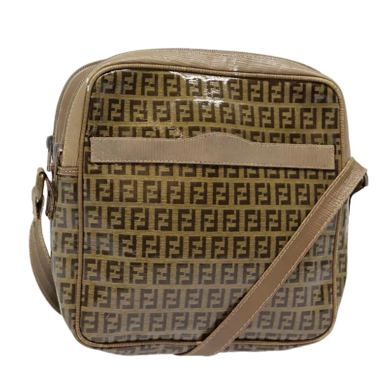 FENDI Zucchino Canvas Shoulder Bag Beige  mr470