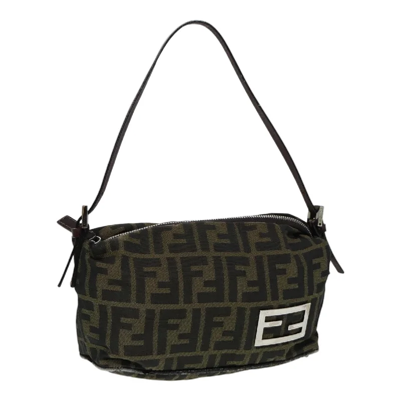 FENDI Zucca Canvas Mamma bucket Shoulder Bag Brown Black  yb648