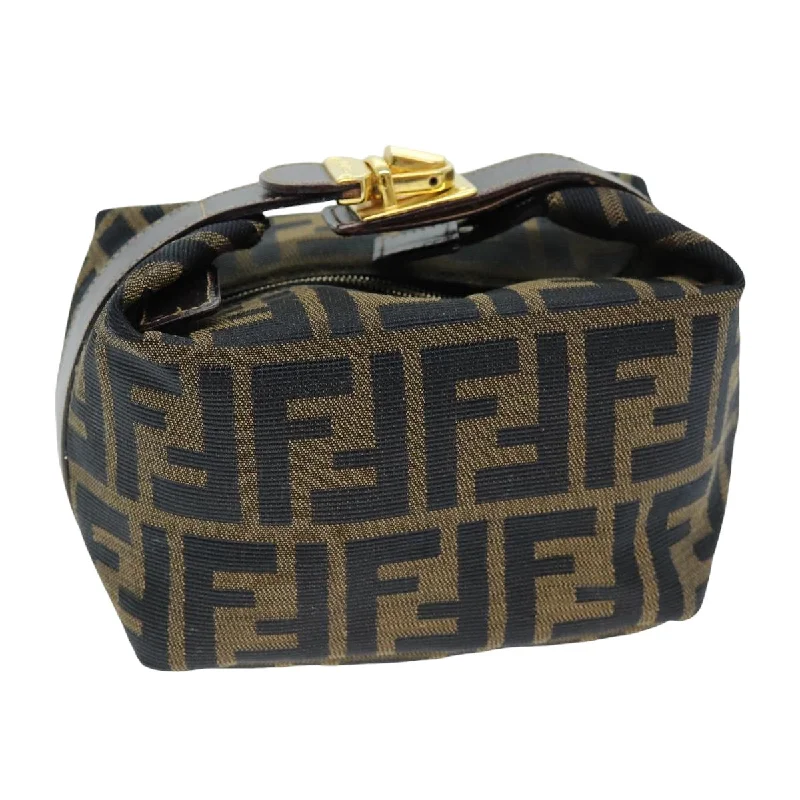 FENDI Zucca Canvas Vanity Cosmetic Pouch Brown Black  75565