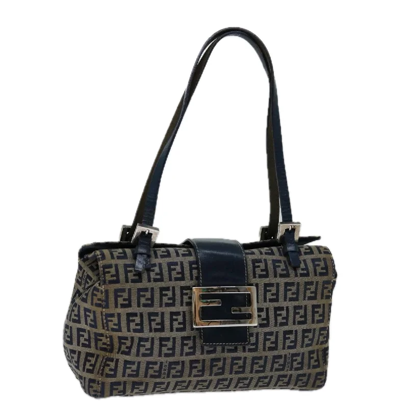 FENDI Zucchino Canvas Mamma Baguette Hand Bag Navy  67746