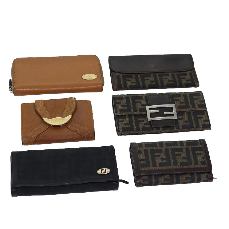 FENDI Zucca Canvas Wallet Leather 6Set Black Brown  fm3475