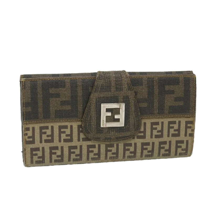 FENDI Zucchino Canvas Long Wallet Brown  58419