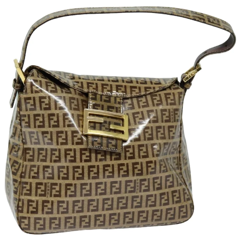 FENDI Zucchino Canvas Mamma Baguette Shoulder Bag Beige  yk13733