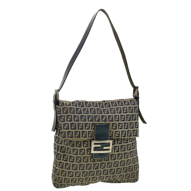 FENDI Zucchino Canvas Mamma bucket Shoulder Bag Navy 2390.26730.018  rd4873