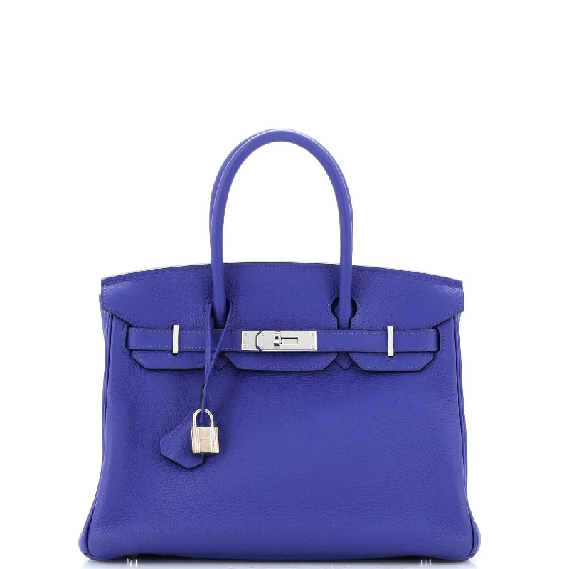 Birkin Handbag Bleu Electrique Clemence with Palladium Hardware 30