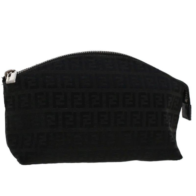 FENDI Zucchino Canvas Pouch Black  48217