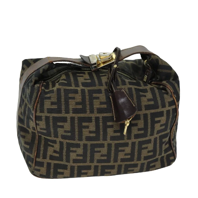 FENDI Zucca Canvas Vanity Cosmetic Pouch Brown Black  77458