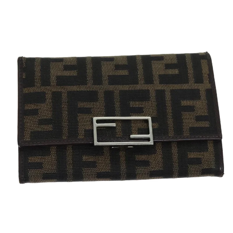 FENDI Zucca Canvas Wallet Black Brown  yk12033