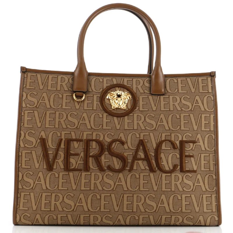 Allover Medusa Tote Printed Jacquard Canvas Large