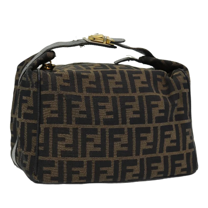 FENDI Zucca Canvas Vanity Pouch Brown Black gold  86218