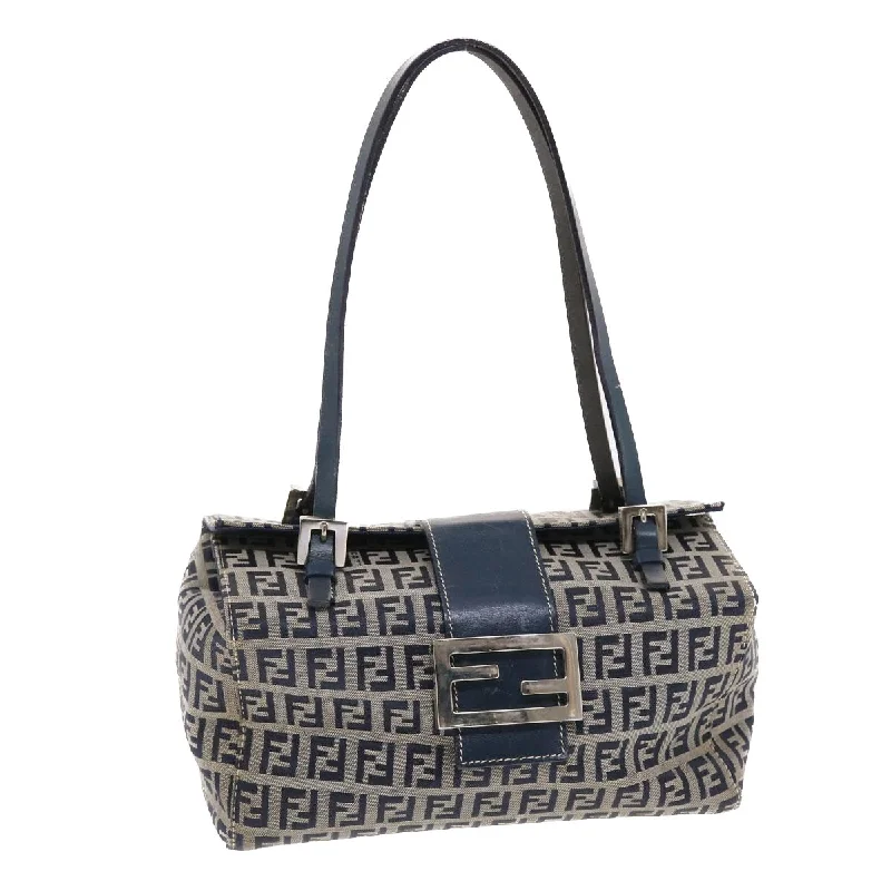 FENDI Zucchino Canvas Mamma Baguette Shoulder Bag Nylon Navy  50426