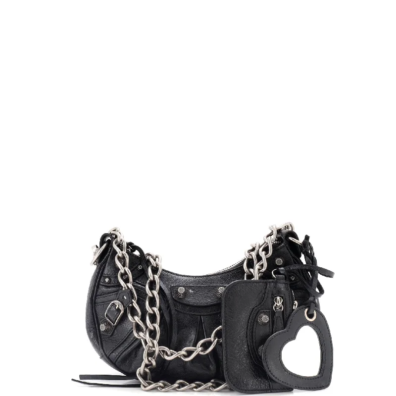 Le Cagole Giant Studs Shoulder Bag Leather XS