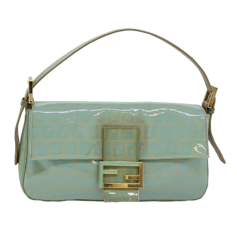 FENDI Zucchino Canvas Mamma Baguette Hand Bag Light Blue  78229