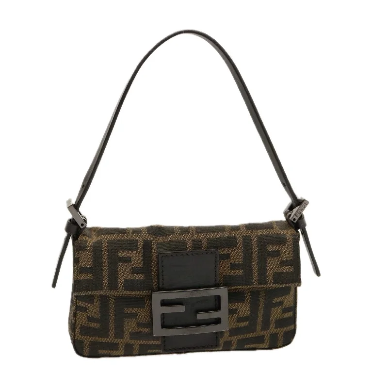 FENDI Zucca Canvas Mini Mamma Baguette Hand Bag Black Brown  yk12709