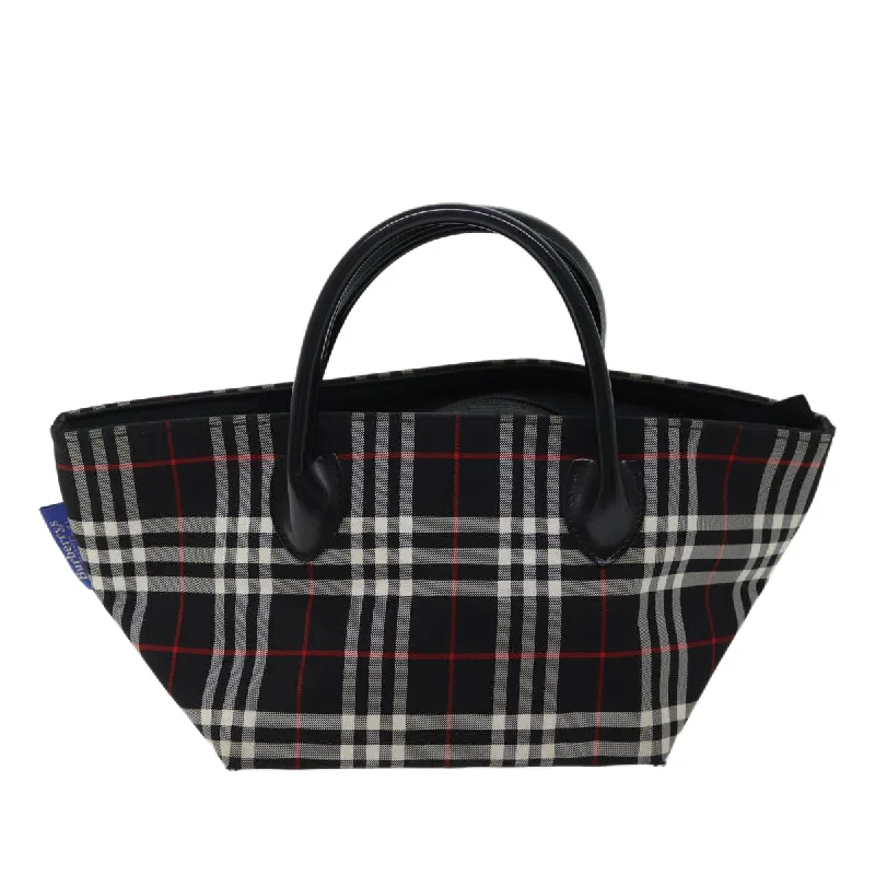 BURBERRYSs Nova Check Blue Label Hand Bag Nylon Black  kk206