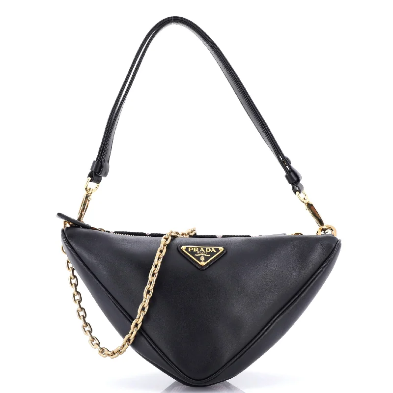 Double Symbole Triangle Bag Leather and Jacquard Mini