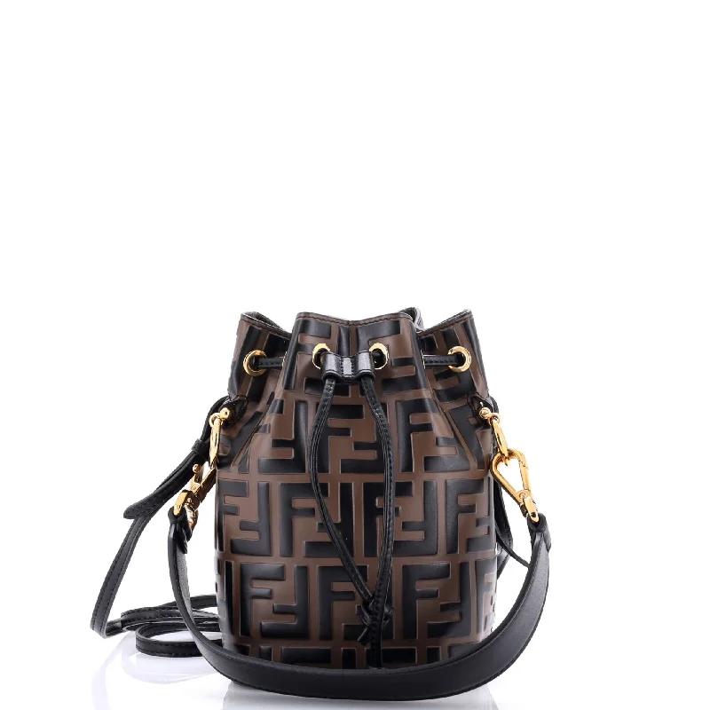 Mon Tresor Bucket Bag Zucca Embossed Leather Mini